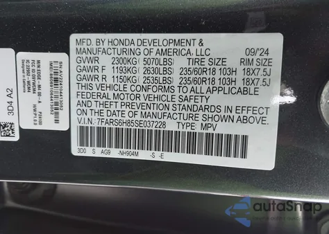 2025 Honda Cr-V Sport-L z USA, uszkodzony, nr VIN 7FARS6H85SE037228